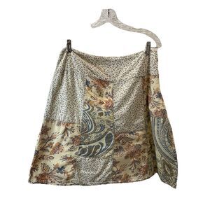 Caribbean Joe Patchwork Beige Paisley Floral Boho Cottage Core Skirt Size M